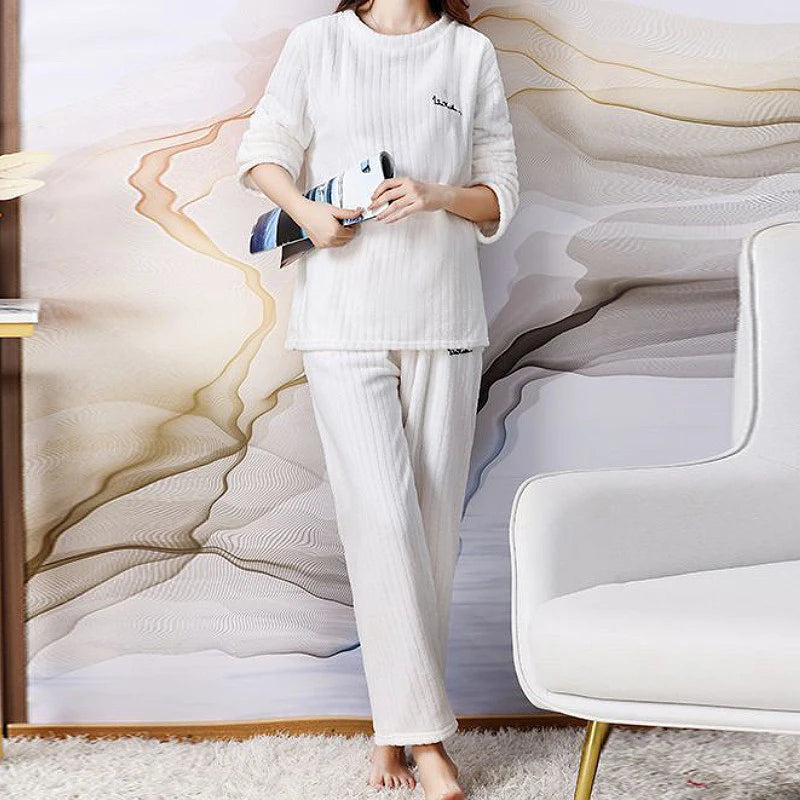 Conjunto de top tipo jersey con cuello redondo y pantalón de cintura elástica holgada a cuadros