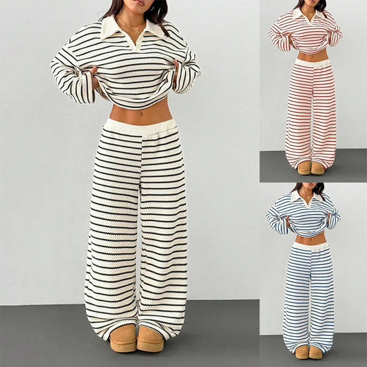 Conjunto de pantalón holgado a rayas