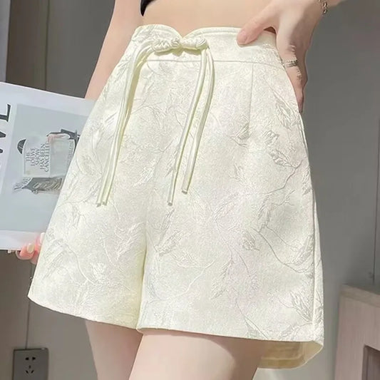 Jacquard Satin Tassel Shorts