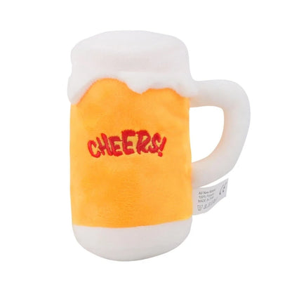 Stuffed Plush Beer Bottle / Mug Dog Puppy Chew Toy