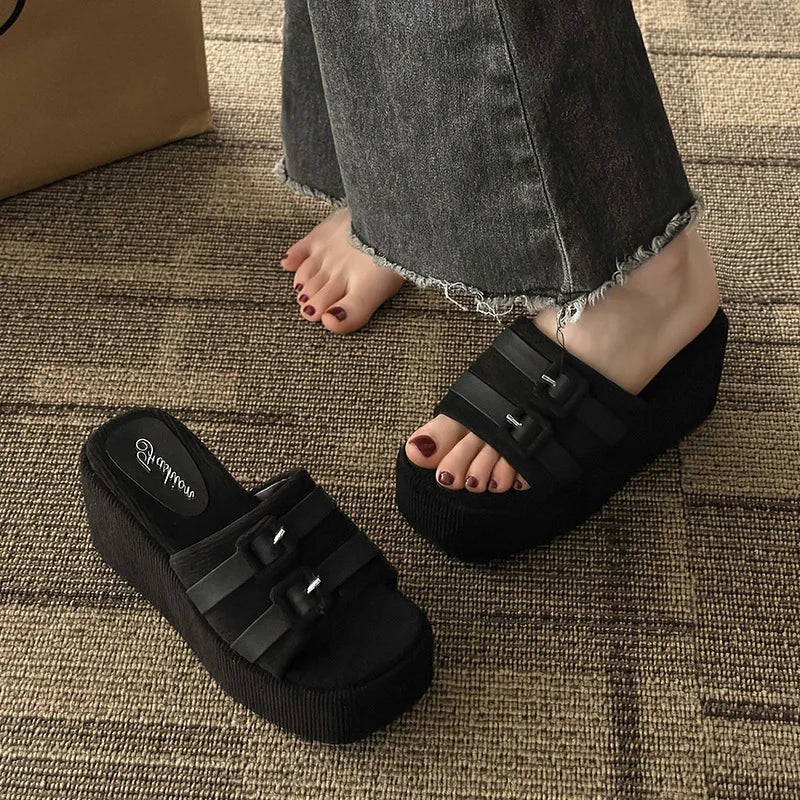 Zapatillas de plataforma de punta cuadrada