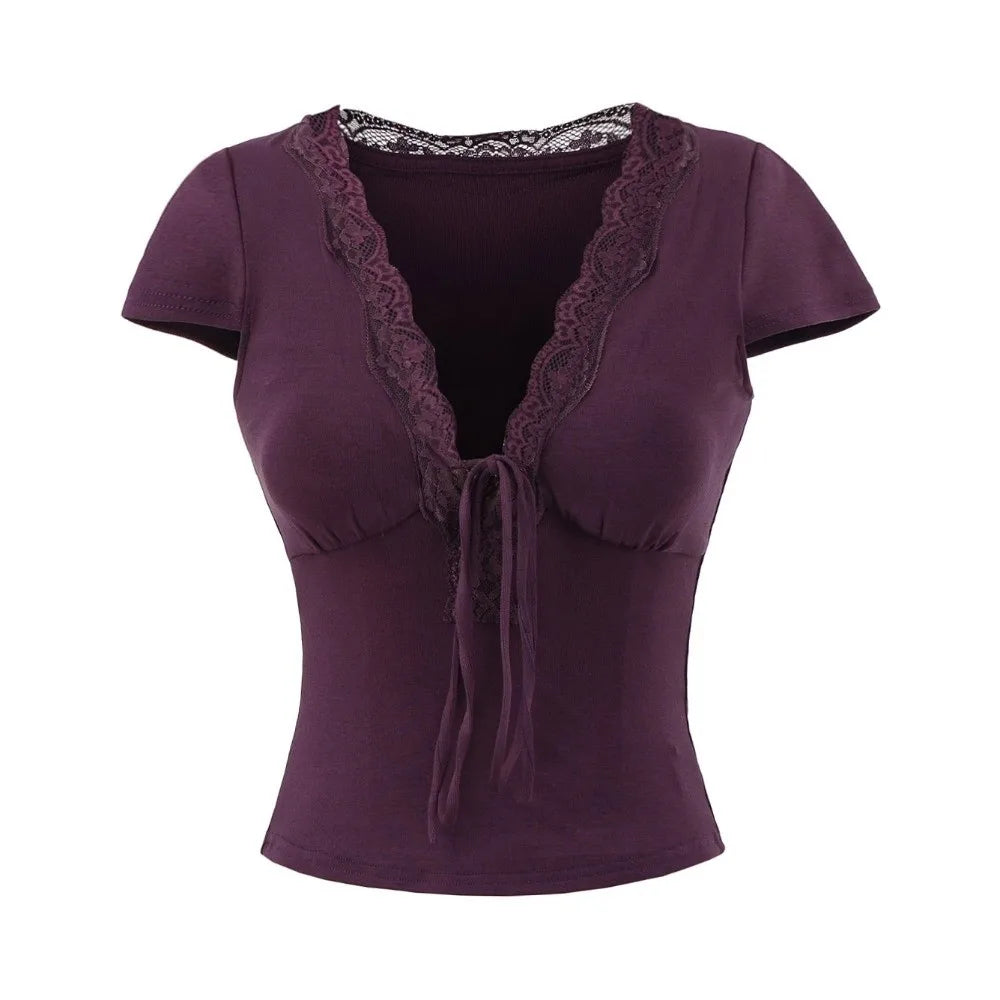 V Neck Slim Crop Top