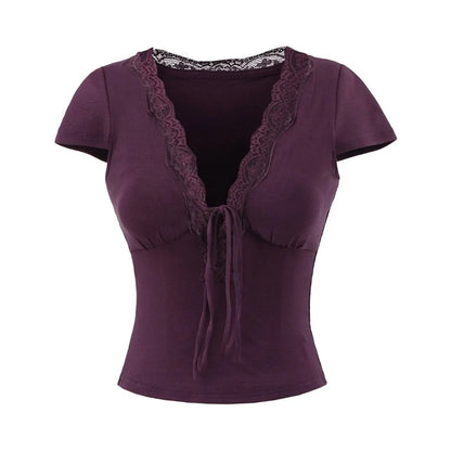 V Neck Slim Crop Top