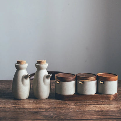 Japanese Style Crude Pottery Oil Vinegar Pot