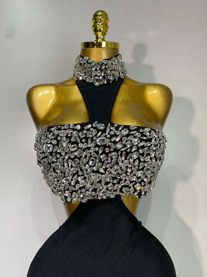 Backless Sparkly Crystal Diamonds Bodycon Bandage Dress