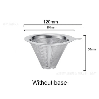 Reusable Coffee Filter Holder Double Layer Stainless Steel Coffee Tea Strainer