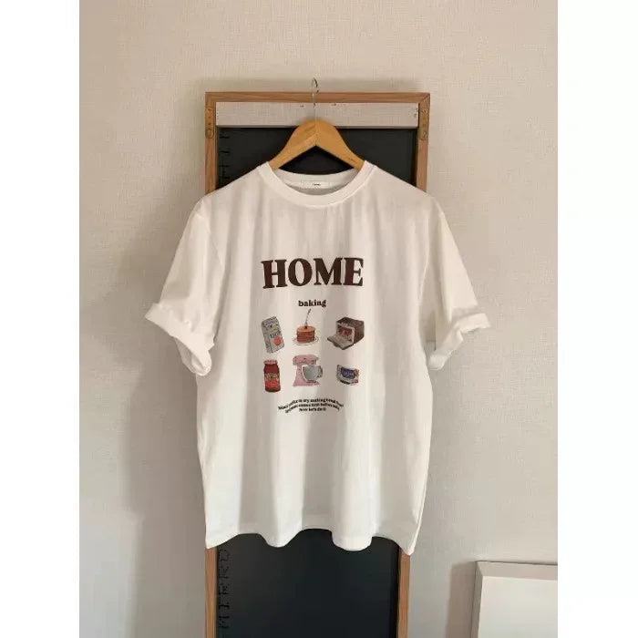Camiseta holgada de manga corta con estampado floral