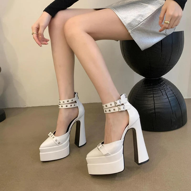 Belt Buckle Chunky Heels