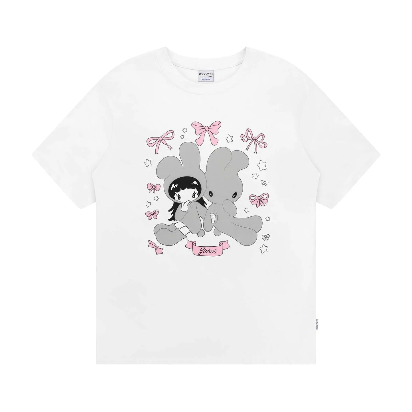 bunny girl print O Neck Top
