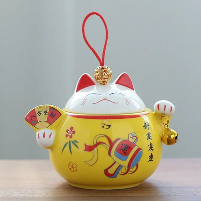Lucky Cat Ceramic Tea Tin