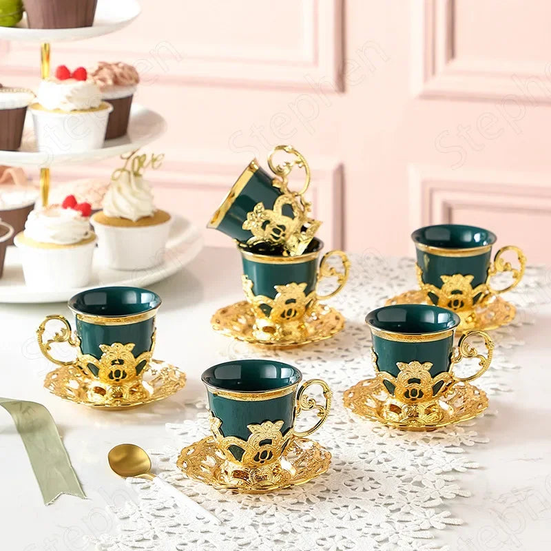 Golden Border Turkish Coffee Cups