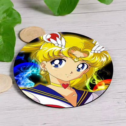 S-Sailor M-Moon Girl Anime Themed Wooden Coaster