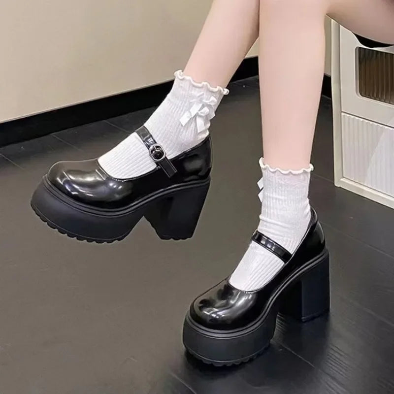 Chunky Platform Ankle Strap Pumps