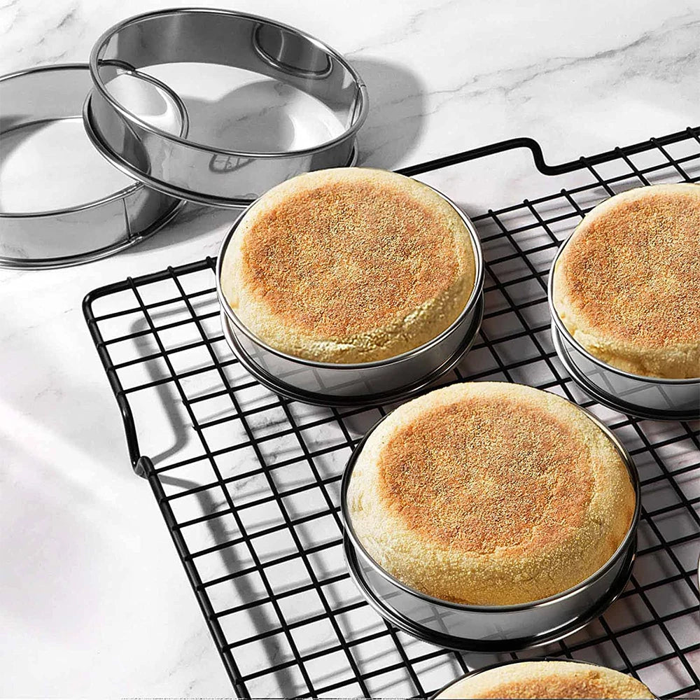 2pcs Stainless Steel Double Rolled Baking Circle Tart Ring