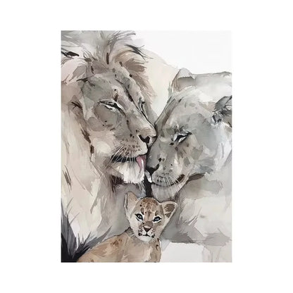 Lion Family Canvas Painting Print