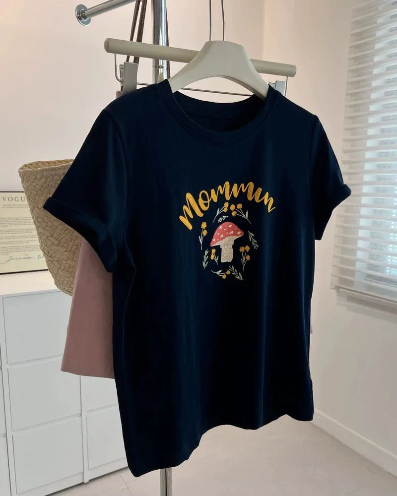 Camiseta holgada de manga corta con estampado floral