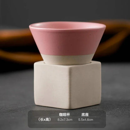 Retro Japanese Triangular Cone Shape Pottery Tea Coffee Cup