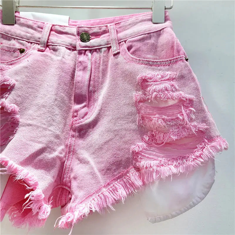Washed Denim Shorts