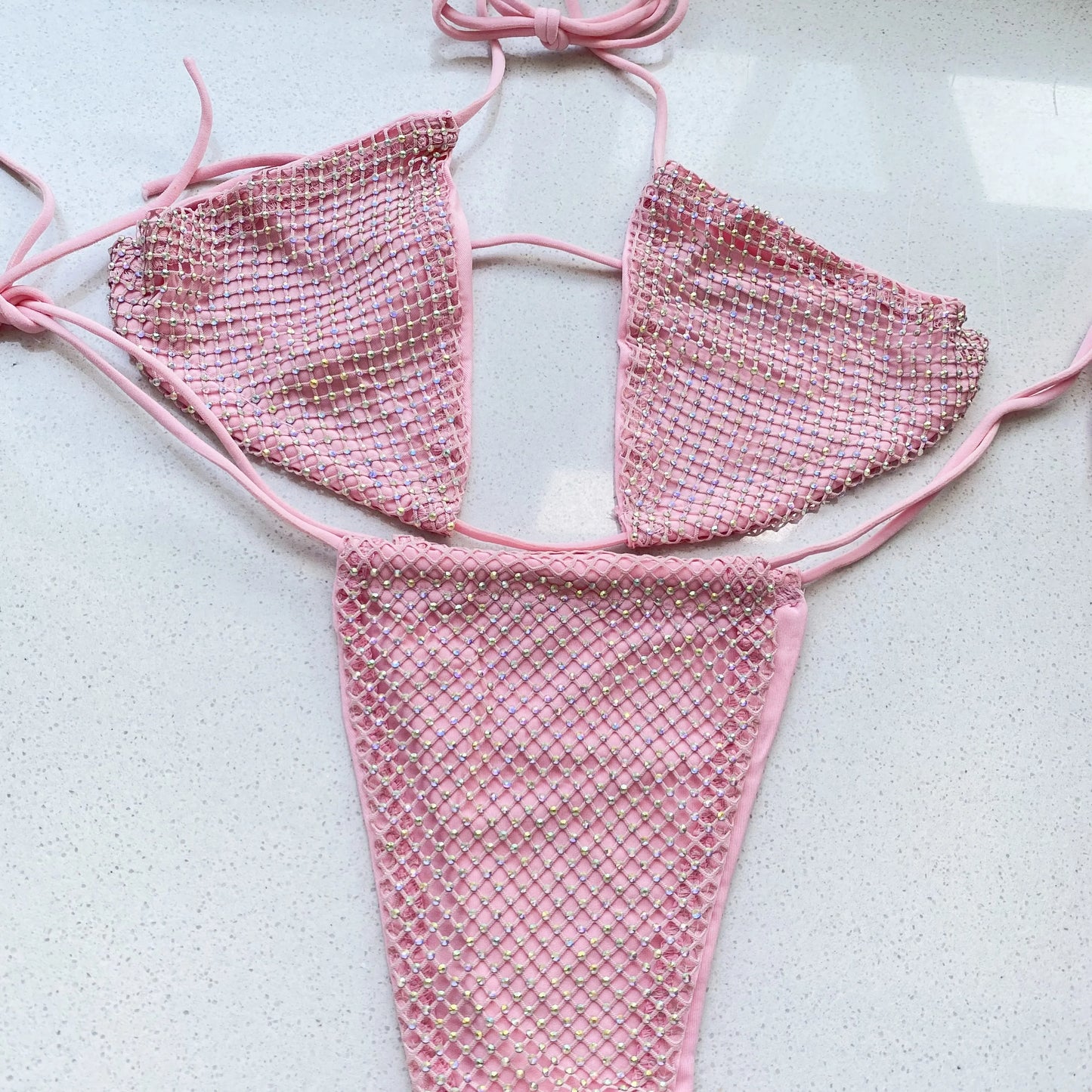 Bling Rhinestone Sliver Crystal Diamond Bikini