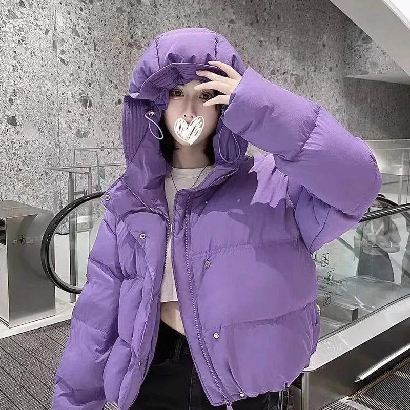 Abrigo de Invierno Elegante de Algodón, Chaquetas Cortas de Mujer, Parkas Cálidas de Diseño, Chaqueta Acolchada, Lazo, Ropa de Calle, Chaqueta de Frío, Ropa de Invierno