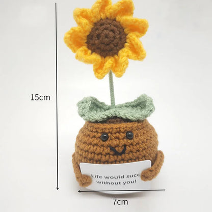 Crochet Flower Pot Decoration Hand Woven