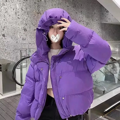 Abrigo de Invierno Elegante de Algodón, Chaquetas Cortas de Mujer, Parkas Cálidas de Diseño, Chaqueta Acolchada, Lazo, Ropa de Calle, Chaqueta de Frío, Ropa de Invierno