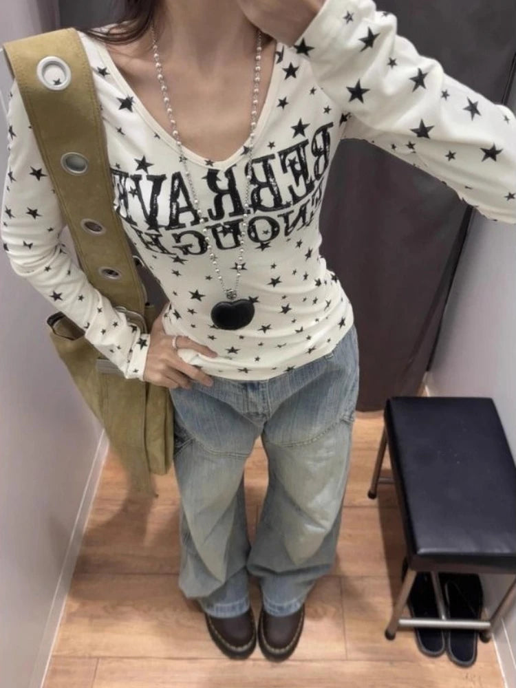 Print Dot Long Sleeve T Shirt