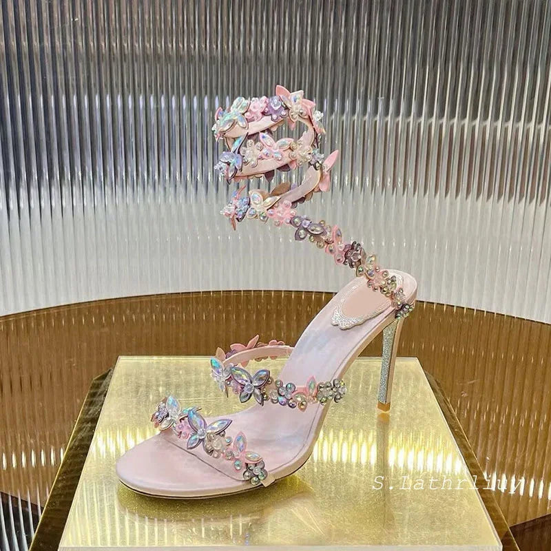 Sandalias de tacón fino Crystal Flower