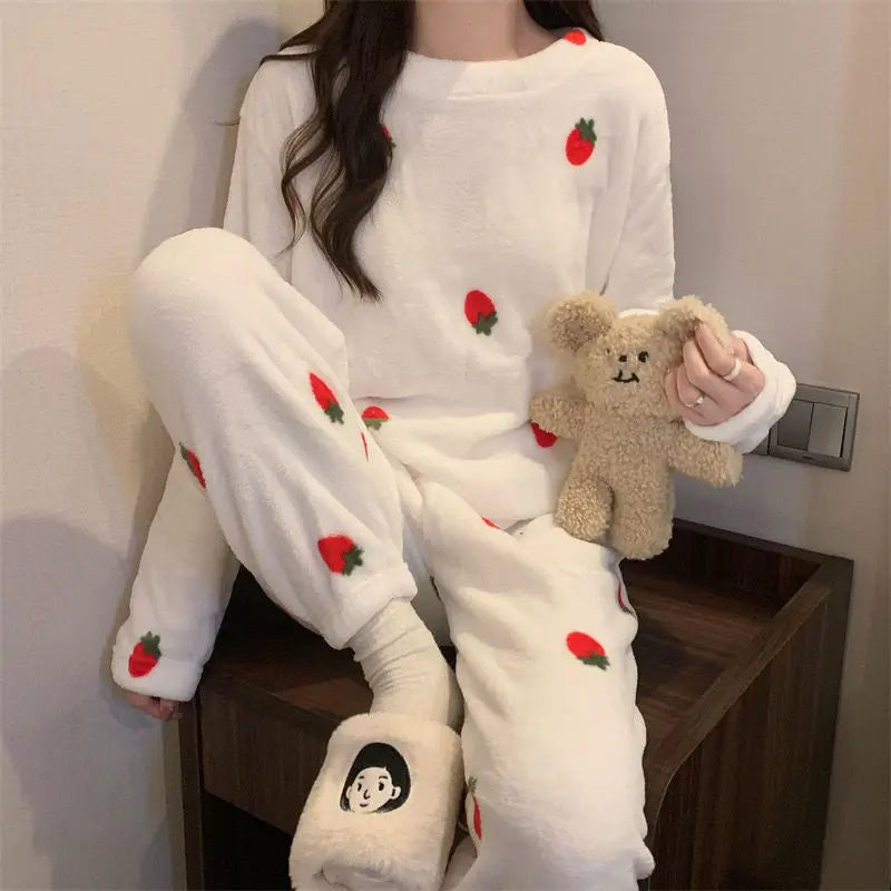 Conjunto de top tipo jersey con cuello redondo y pantalón de cintura elástica holgada a cuadros
