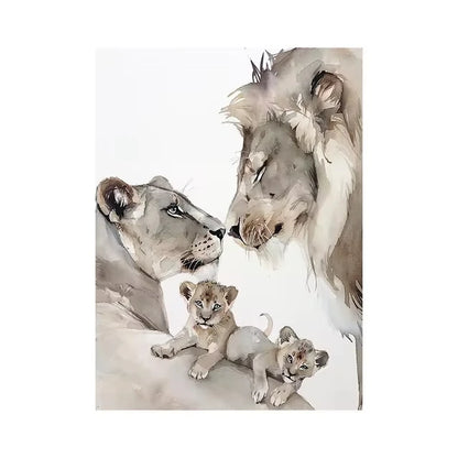 Lion Family Canvas Painting Print