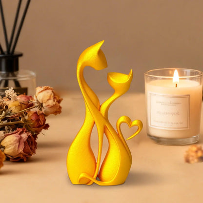 Loving Couple Cats Statue