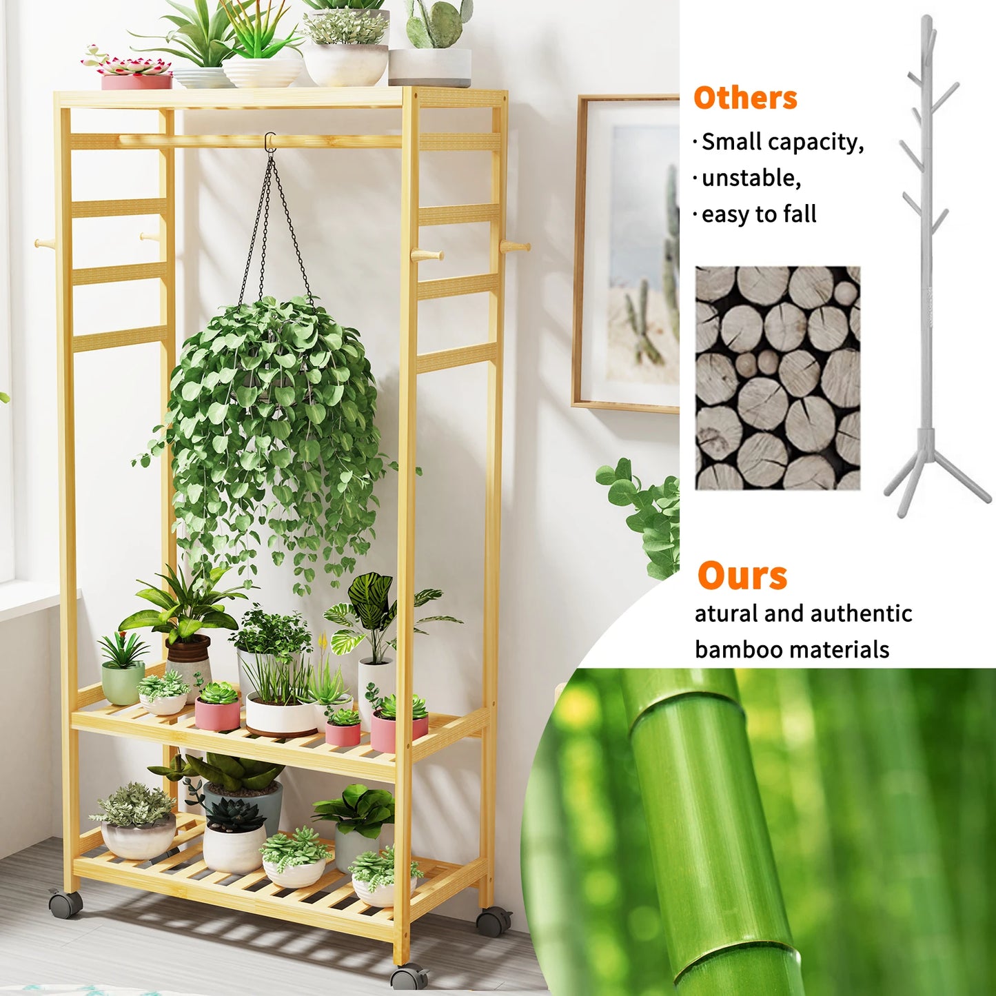 Heavy Duty Wooden Clothes Rail Rack