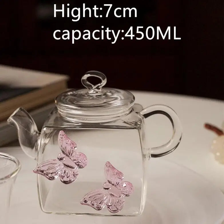 3D Sculpture Butterfly Glass Teapot