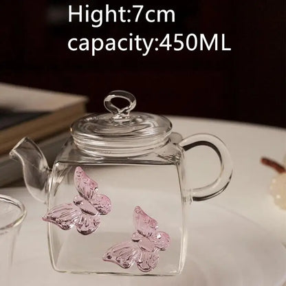 3D Sculpture Butterfly Glass Teapot