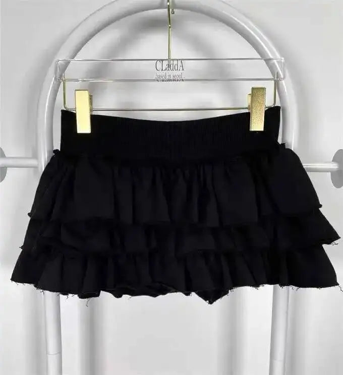 Lace Hem Flared Cake Skirt
