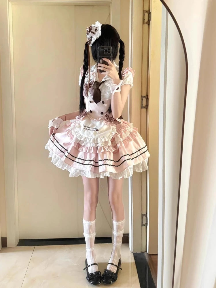 Conjunto de Corsé de Encaje y Falda Abullonada