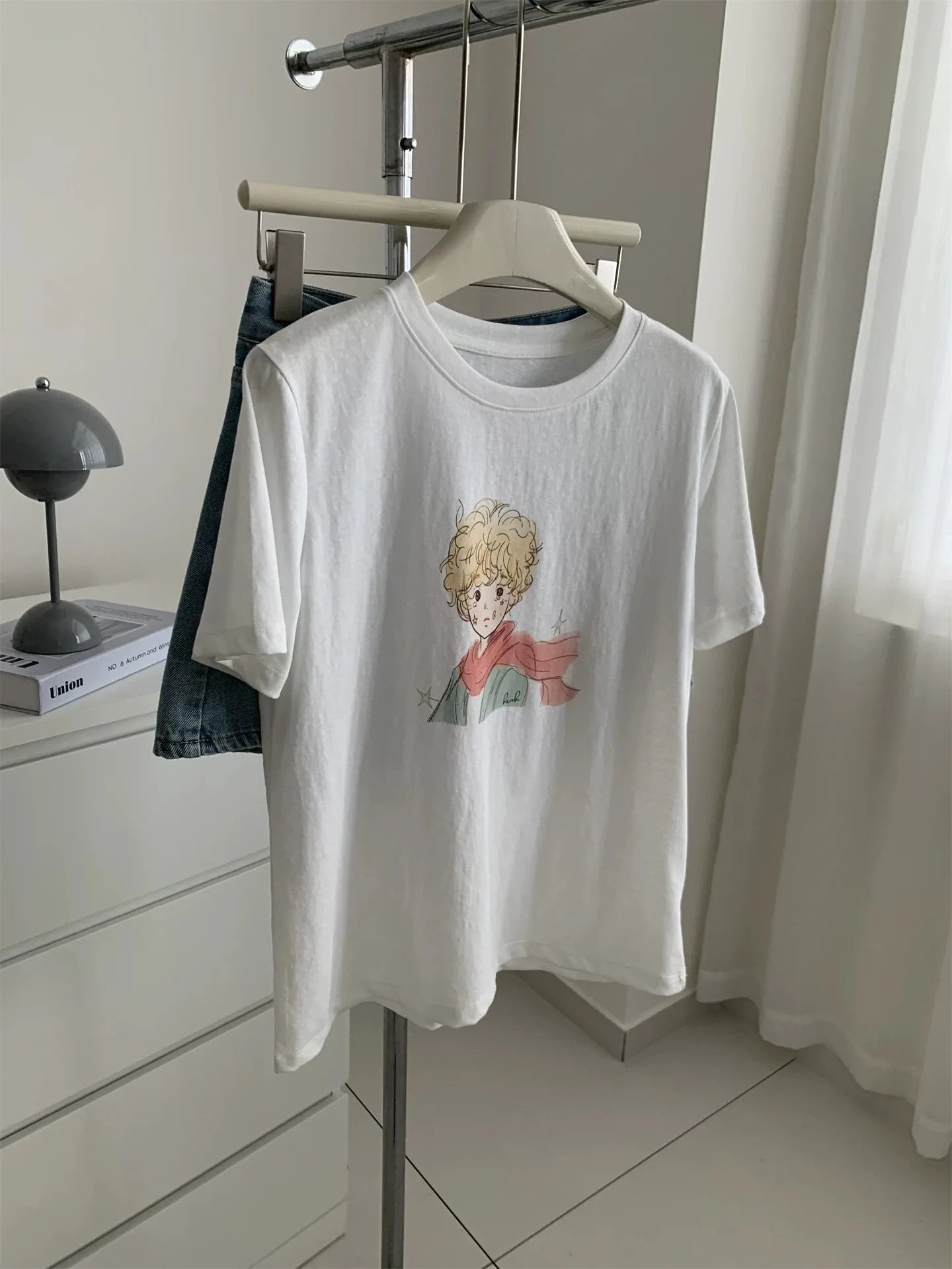 Camiseta holgada de manga corta con estampado floral