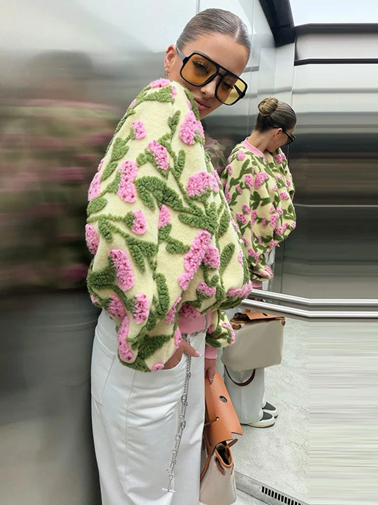 3D Floral Bomber Jacket