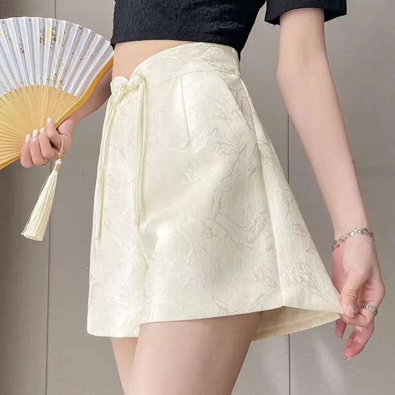 Jacquard Satin Tassel Shorts