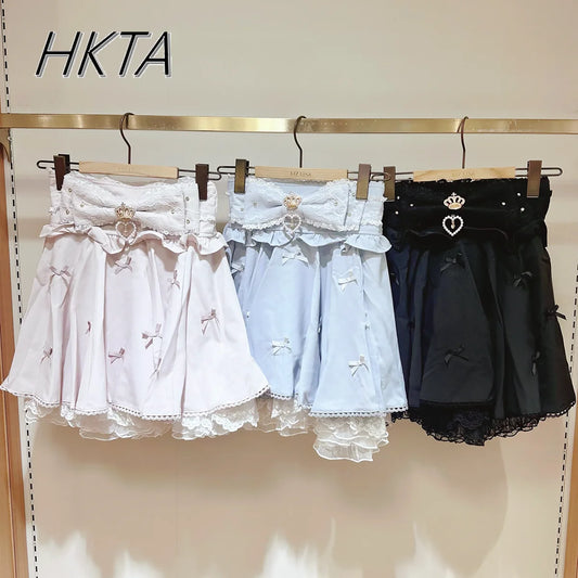 Bow Lace Ruffle Mini Skirt