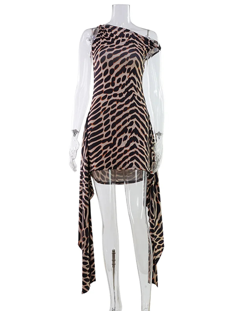 Print Slash Neck Dress