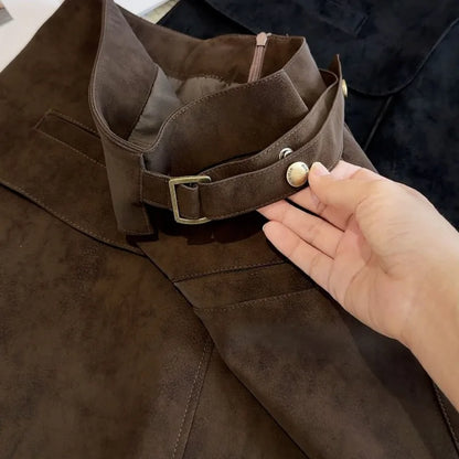 Solid A-line Mini Skirt