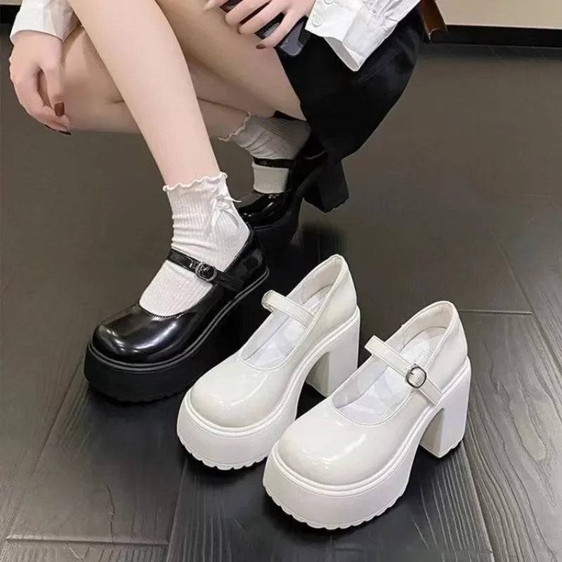 Chunky Platform Ankle Strap Pumps
