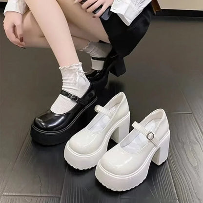 Chunky Platform Ankle Strap Pumps