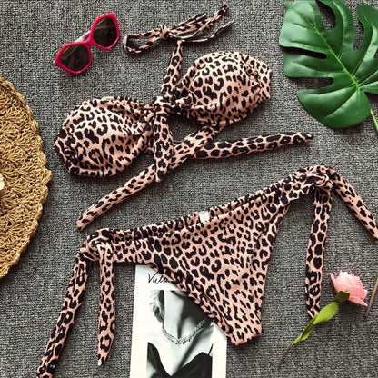 Ribbed Knotted Polka Dot Bikini