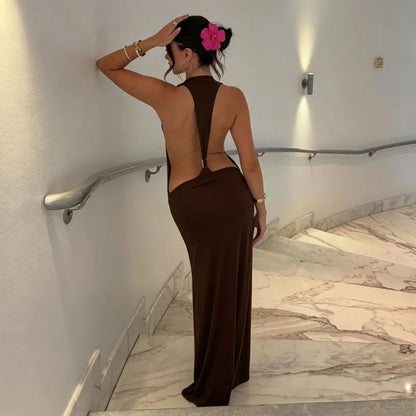 Halter Backless Bodycon Maxi Dress