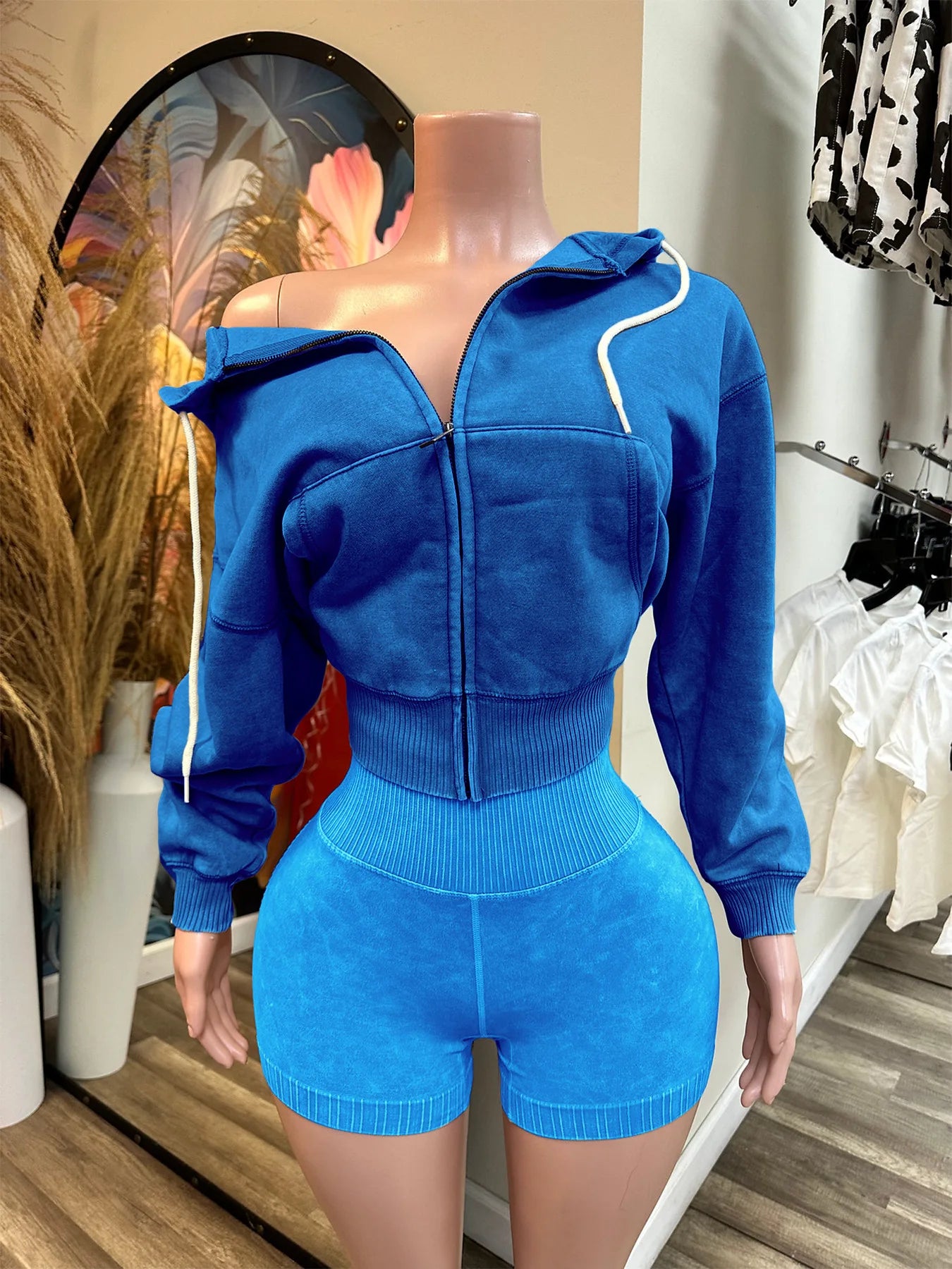 Conjunto de pantalones cortos deportivos con capucha gruesa