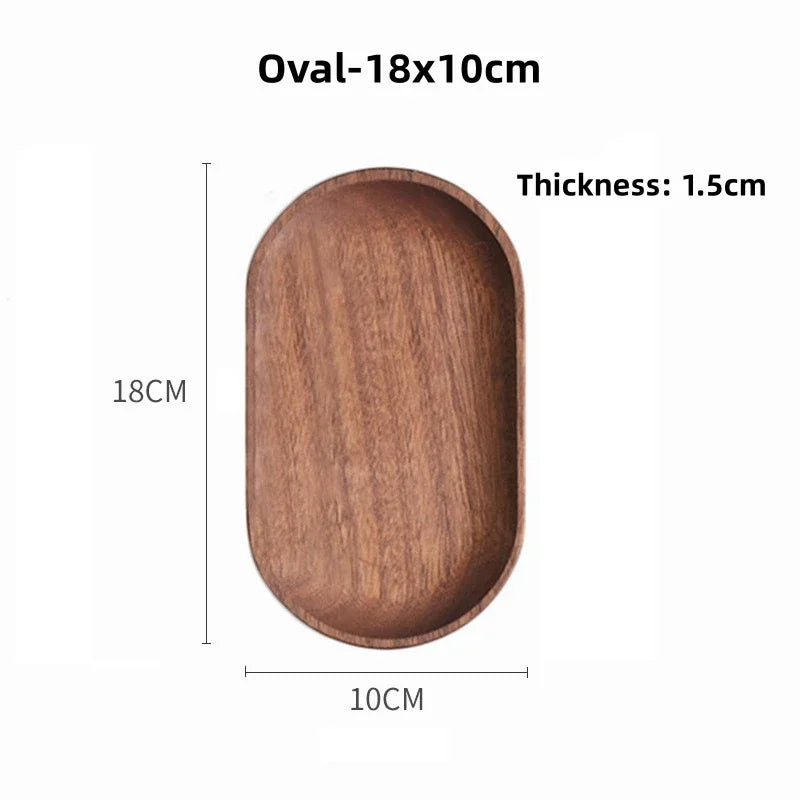Solid Wood Serving Tray Oval Tea Tray