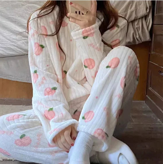 Conjunto de top tipo jersey con cuello redondo y pantalón de cintura elástica holgada a cuadros