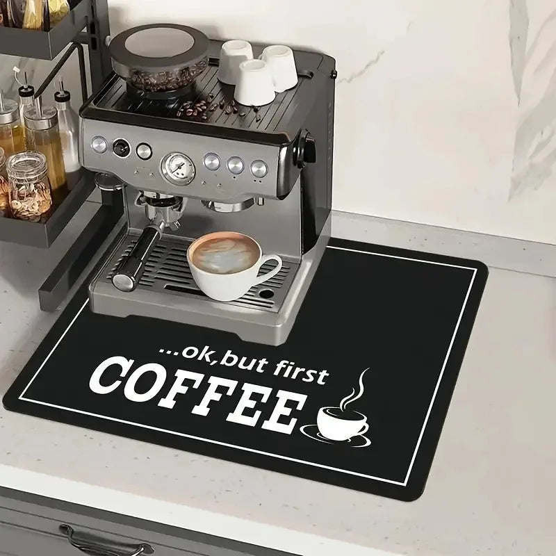 Ok But First Coffee Print Absorbent Mat